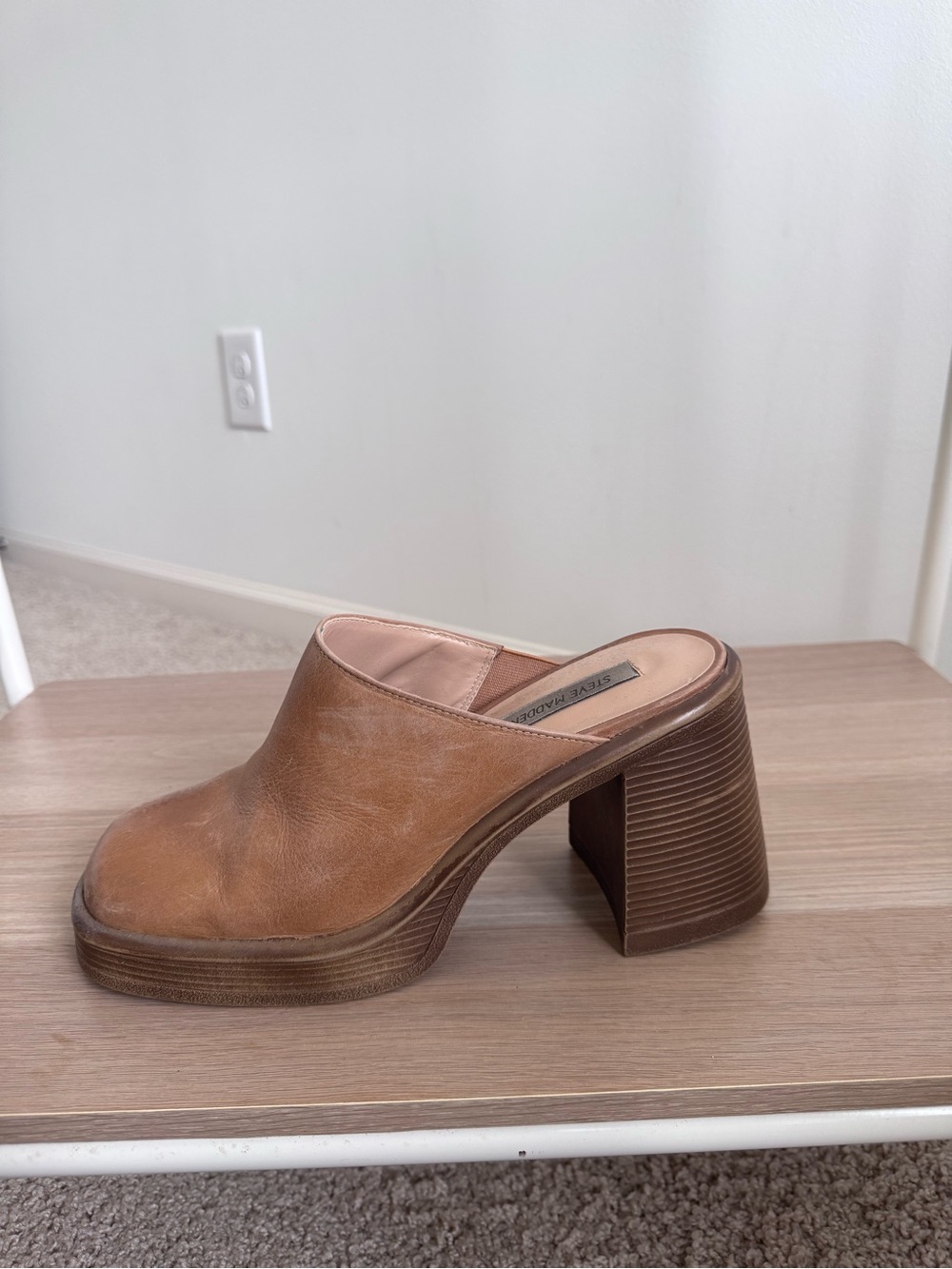 Steve Madden Tan Leather Platform Mule